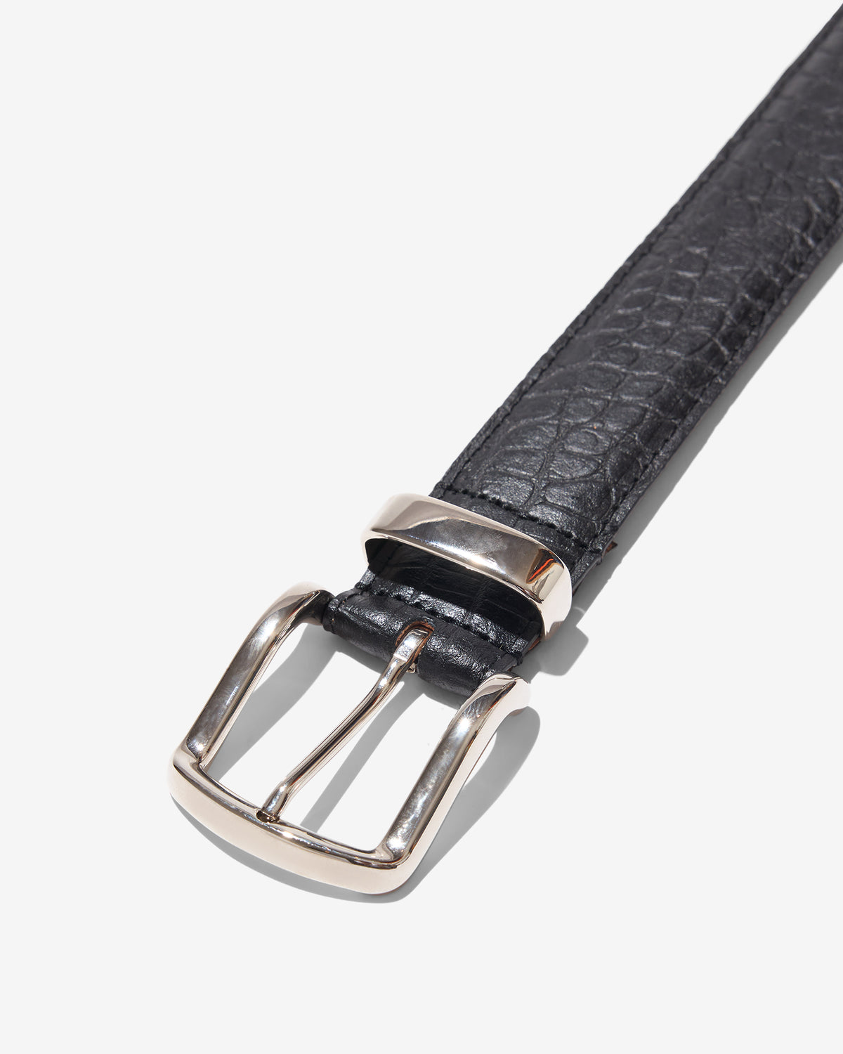 Croc Embossed Metal Tip Belt