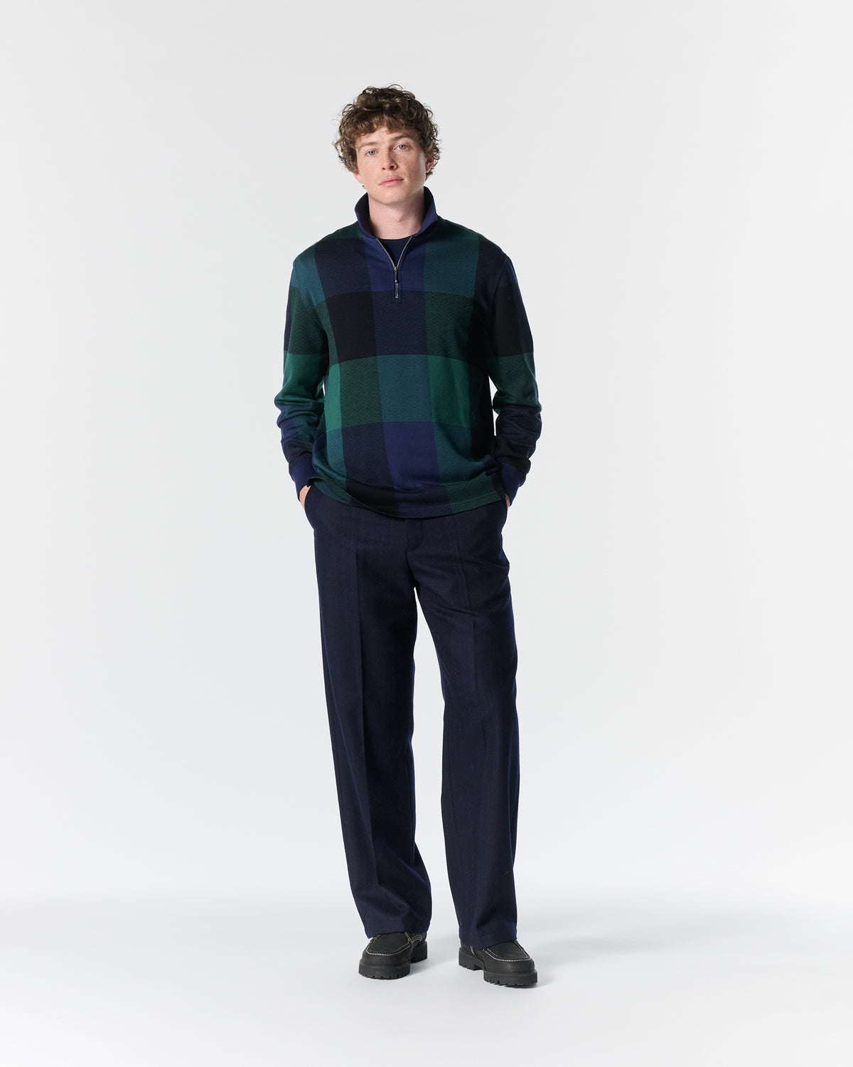 Buffalo Plaid Zip Polo