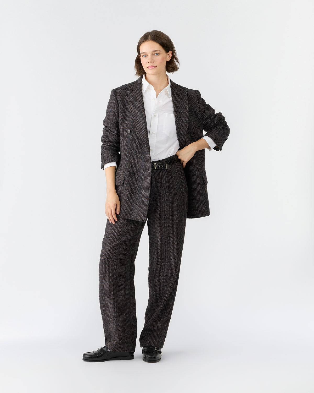 Irish Check Double-Breasted Jacket